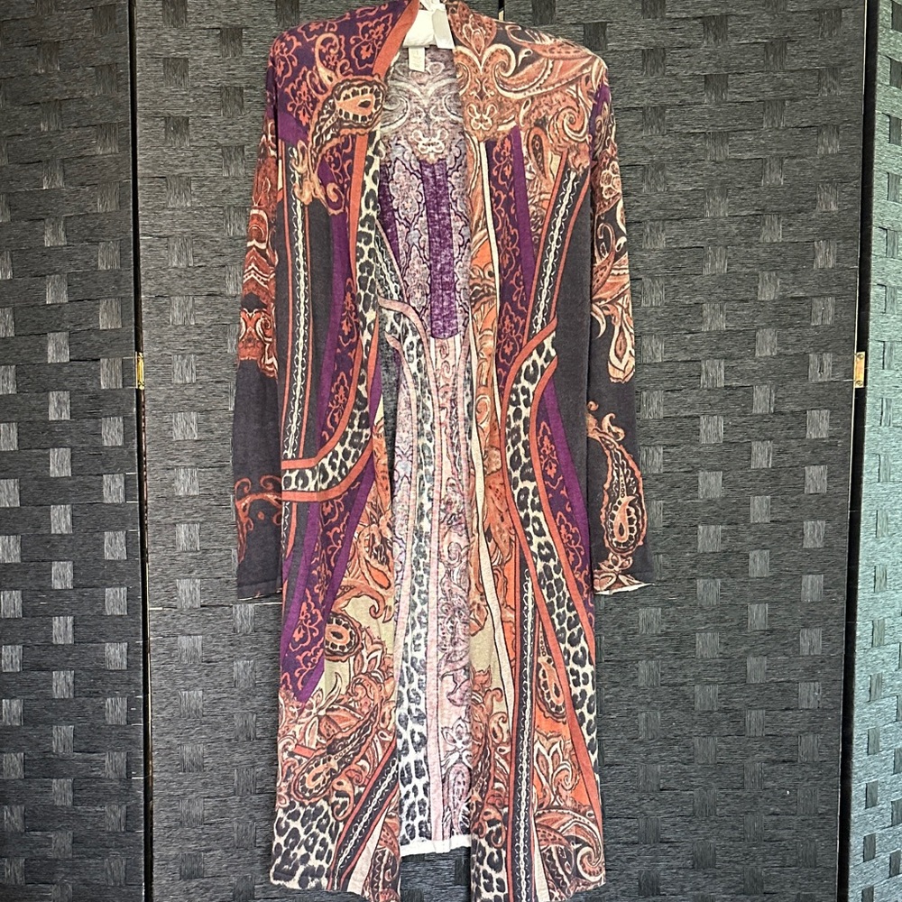 CHICOS Multicolor Paisley Duster - Size 1